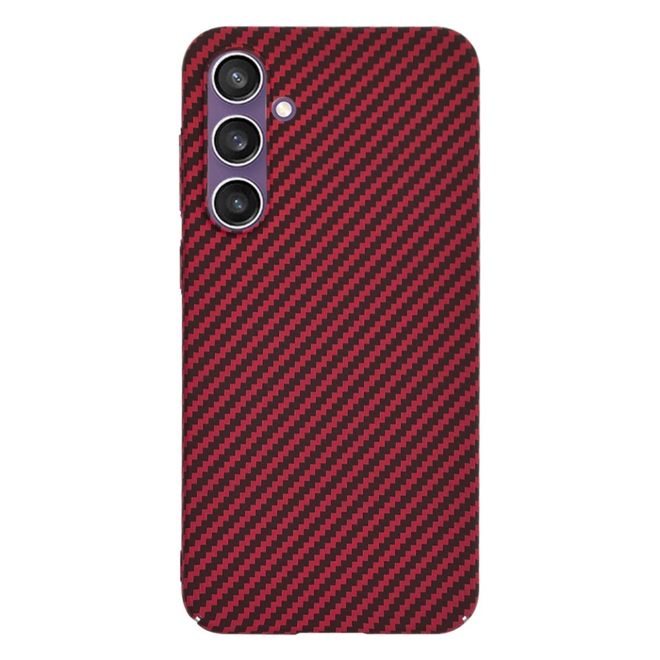 Husa pentru Samsung Galaxy S23 FE, SKYDDAR INNOVATION, textura carbon, Carbonite FiberShell, set cu sticker, Rosu, - 2 | YEO