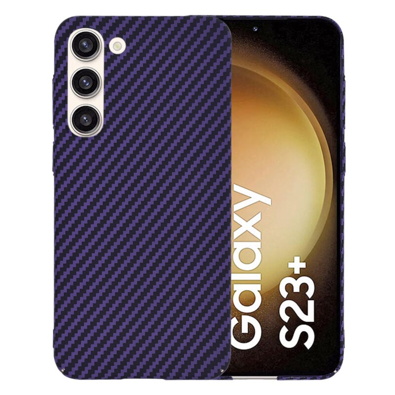 Husa pentru Samsung Galaxy S23 Plus, Finisaj Premium cu Textura de Carbon, Design Elegant, SKDR CarbonFlex - Mov