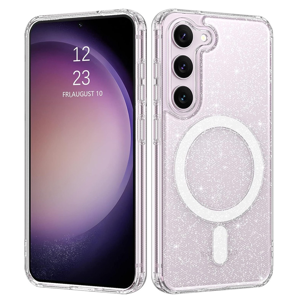 Husa pentru Samsung Galaxy S23 Plus, Magsafe, din Silicon TPU cu Sclipici, Design Elegant si Ultra Subtire, SKDR Shine - Transparenta