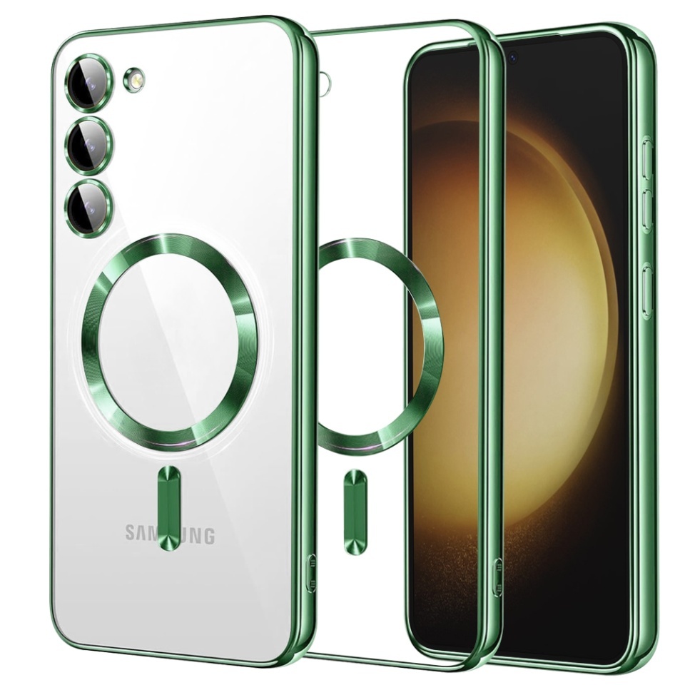 Husa pentru Samsung Galaxy S23 Plus, SKYDDAR INNOVATION, Luxury Shield Magsafe, Protectie Antisoc, set cu sticker, Verde deschis