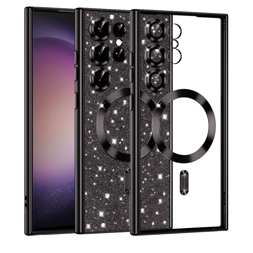 Husa pentru Samsung Galaxy S23 Ultra Design Antisoc, Fundal Detasabil 2-in-1, Protectie Superioara, Margini Ridicate, SKDR Glitter - Negru