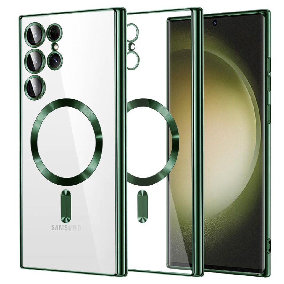 Husa pentru Samsung Galaxy S23 Ultra, SKYDDAR INNOVATION, Luxury Shield Magsafe, Protectie Antisoc, set cu sticker, Verde inchis