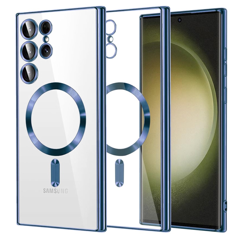 Husa pentru Samsung Galaxy S23 Ultra, SKYDDAR INNOVATION, Luxury Shield Magsafe, Protectie Antisoc, set cu sticker, Albastru