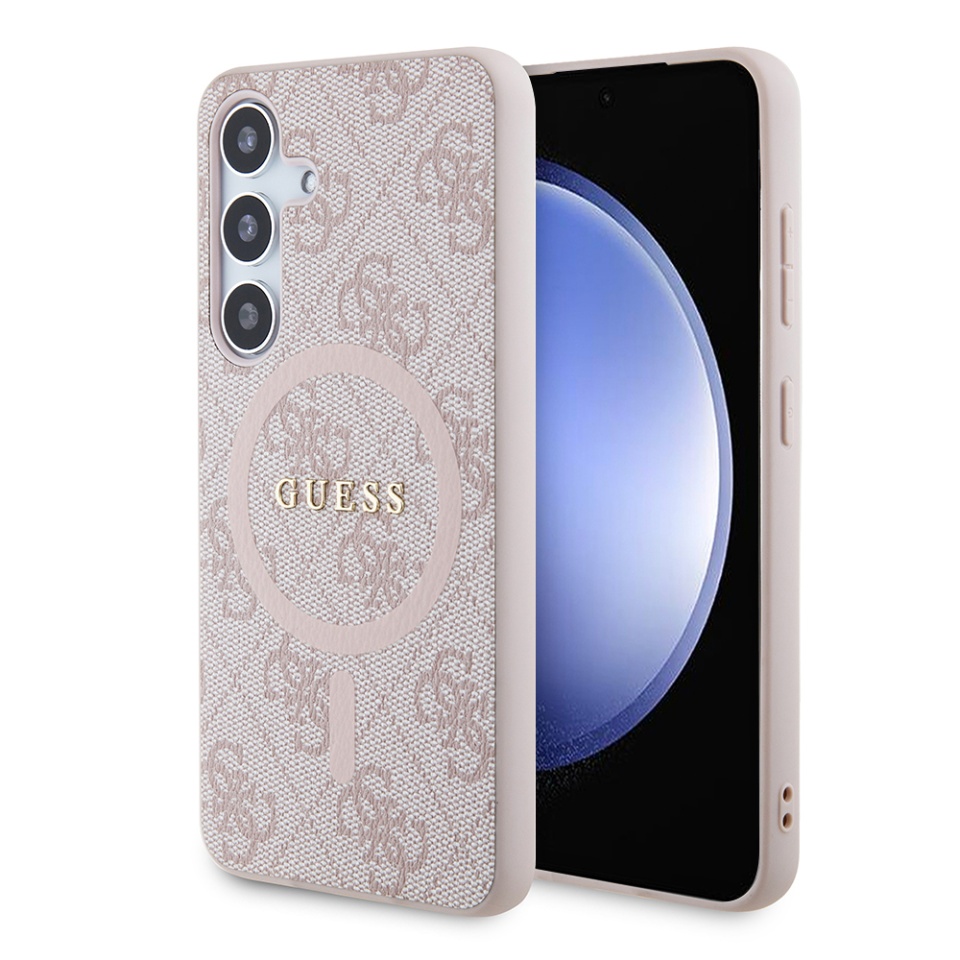 Husa pentru Samsung Galaxy S24, 4G Collection Leather MagSafe, Guess - Roz