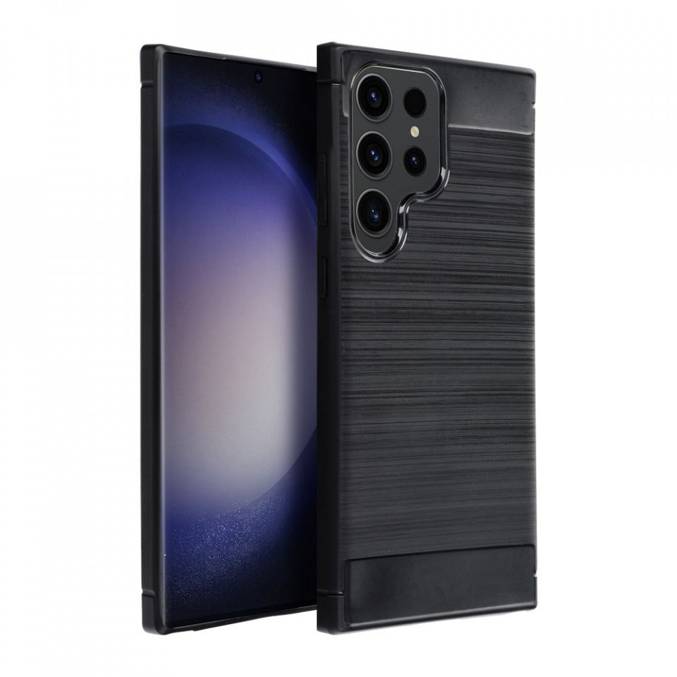 Husa pentru Samsung Galaxy S24 Carbon Silicon Skyddar, Anti-Amprente - Negru