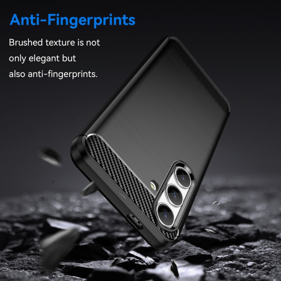 Husa pentru Samsung Galaxy S24 FE din Silicon Premium, Slim, cu textura Fibra Carbon - Albastru - 3 | YEO
