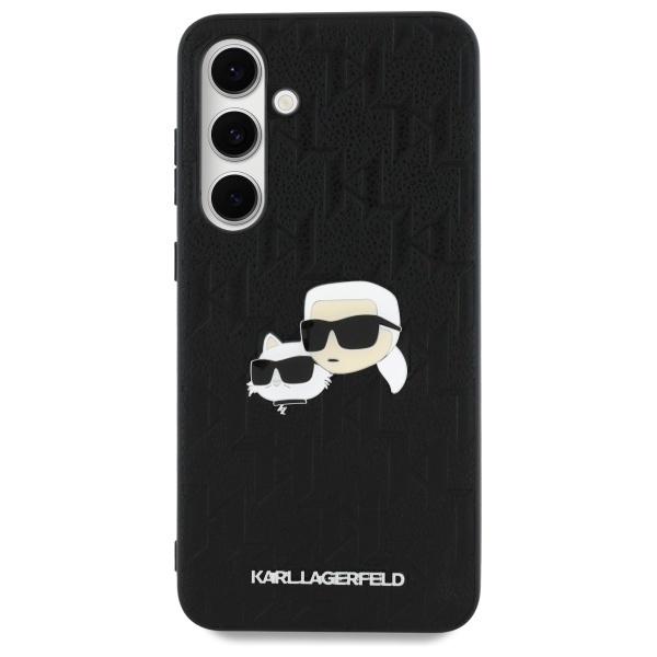 Husa pentru Samsung Galaxy S24 FE, Hardcase Leather Monogram, Karl Lagerfeld - Negru Karl&Chaoupette - 2 | YEO