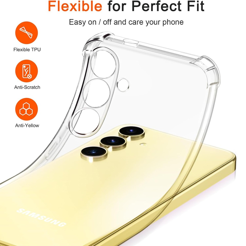 Husa pentru Samsung Galaxy S24 FE , SKYDDAR INNOVATION, Shockproof Clear din Silicon Slim, Transparenta, set cu sticker - 1 | YEO