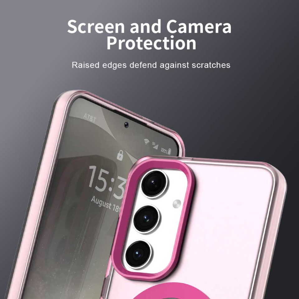 Husa pentru Samsung Galaxy S24 / Galaxy S25, SKYDDAR INOVATION, CandyCase, Magsafe, set cu sticker, Roz - 2 | YEO