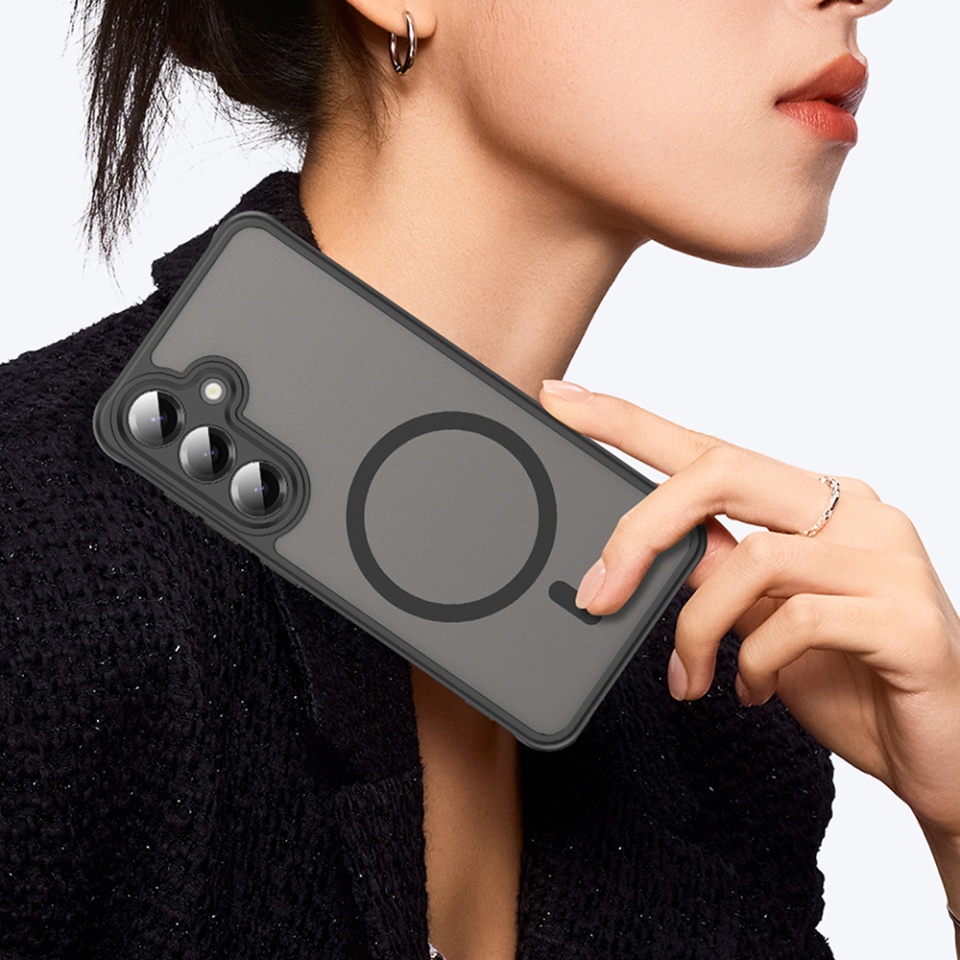 Husa pentru Samsung Galaxy S24 Plus, SKYDDAR INNOVATION, HaloFrost MagSafe II, Antisoc, set cu sticker, Negru - 7