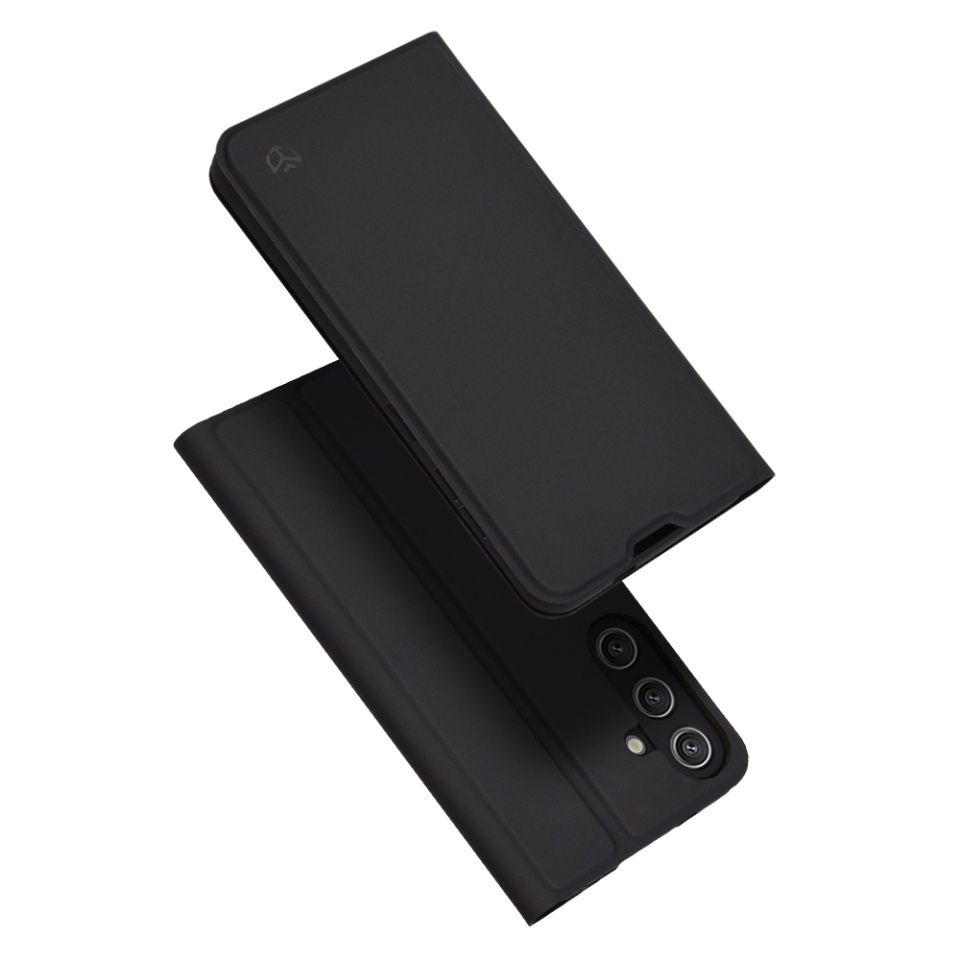 Husa pentru Samsung Galaxy S24, SKYDDAR INNOVATION, Magskin Book, tip Carte cu Portofel Interior, set cu sticker, Negru