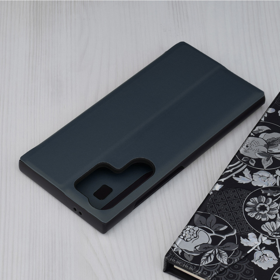 Husa pentru Samsung Galaxy S24 Ultra tip carte, Skyddar Eco View Leather - Albastru - 1 | YEO