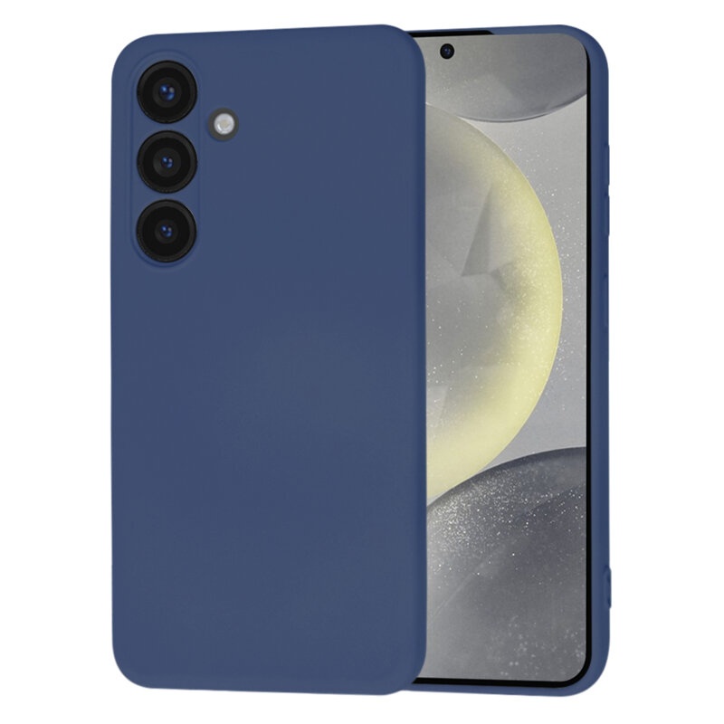 Husa pentru Samsung Galaxy S25 din Silicon Catifelat, Protectie Premium, Skyddar SoftElegance - Bleumarin