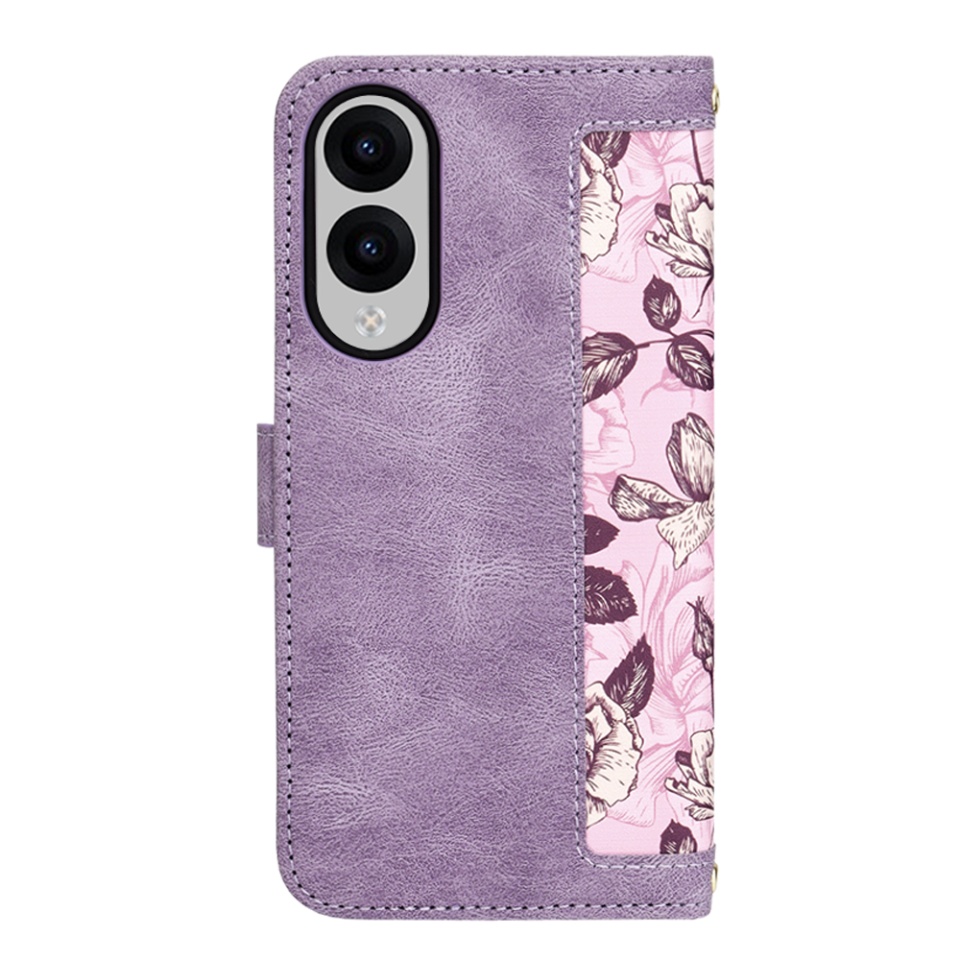 Husa pentru Samsung Galaxy S25 Edge, SKYDDAR INNOVATION, Floral Wallet, din Piele Ecologică cu Design Floral, Protecție 360°, Stand Integrat, Buzunare pentru Carduri, Mov, set cu sticker - 2 | YEO