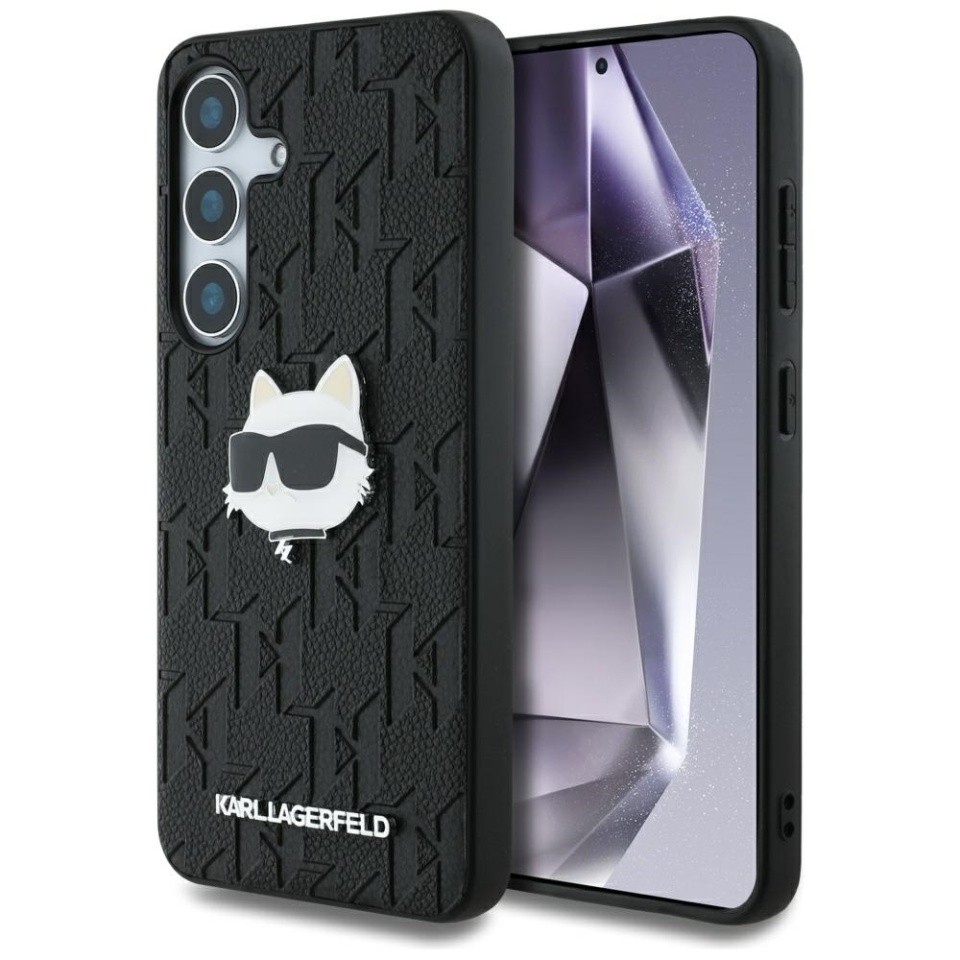 Husa pentru Samsung Galaxy S25, Hardcase Leather Monogram, Karl Lagerfeld - Negru