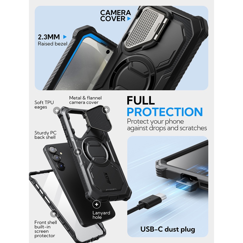 Husa pentru Samsung Galaxy S25, Kickstand, AntiSock, I-Blason Armorbox - Negru - 3 | YEO