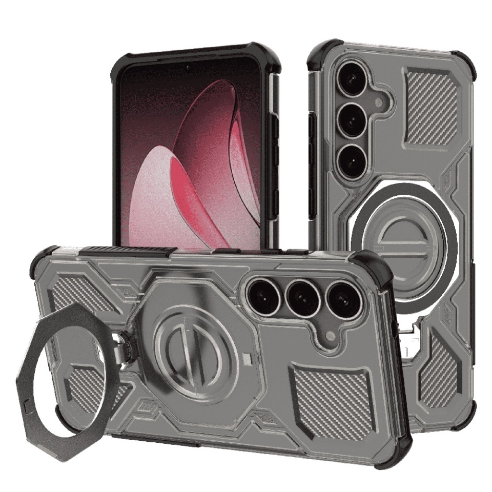 Husa pentru Samsung Galaxy S25 Plus, Antisoc, SKYDDAR INOVATION, Carbon Shield PRO, Magsafe, set cu sticker, Fumuriu