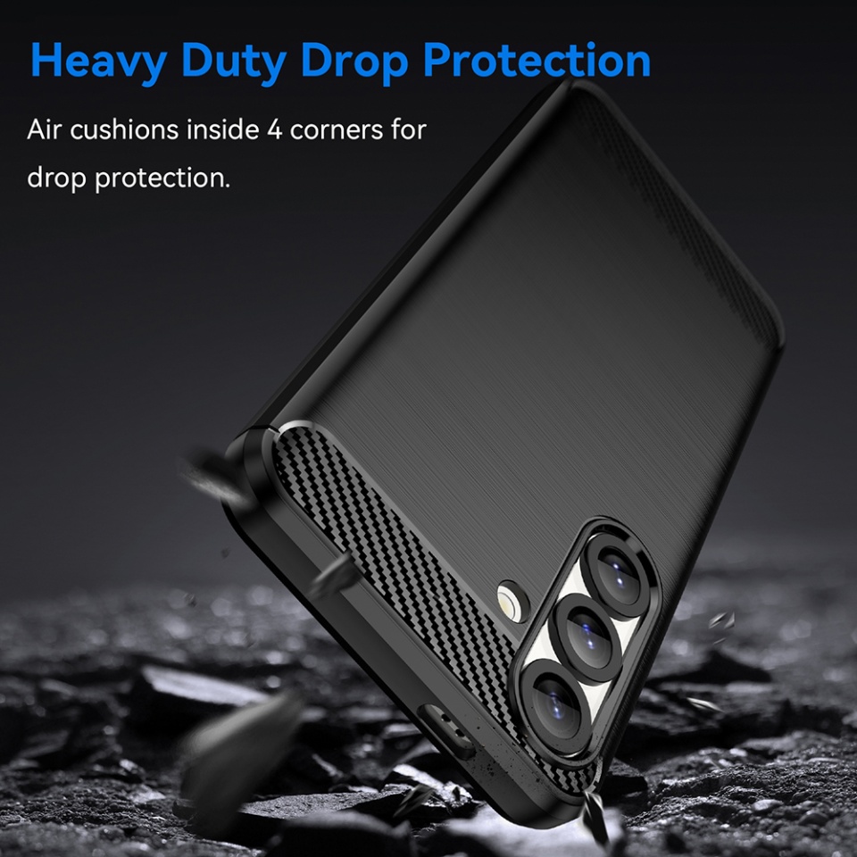 Husa pentru Samsung Galaxy S25 Plus din Silicon Premium, Slim, cu textura Fibra Carbon - Negru - 3 | YEO