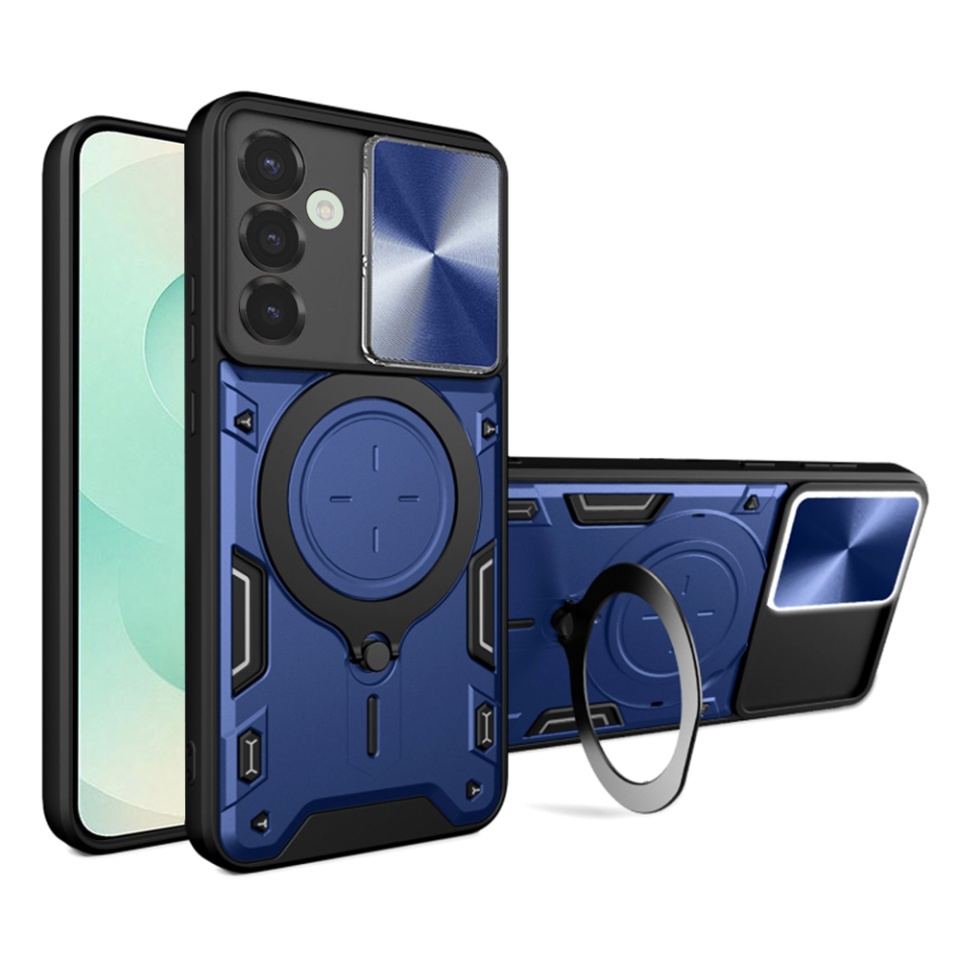 Husa pentru Samsung Galaxy S25 Plus, SKYDDAR INNOVATION, CamGuard Pro, Inel Magnetic, Protectie Camera, set cu sticker, Albastru