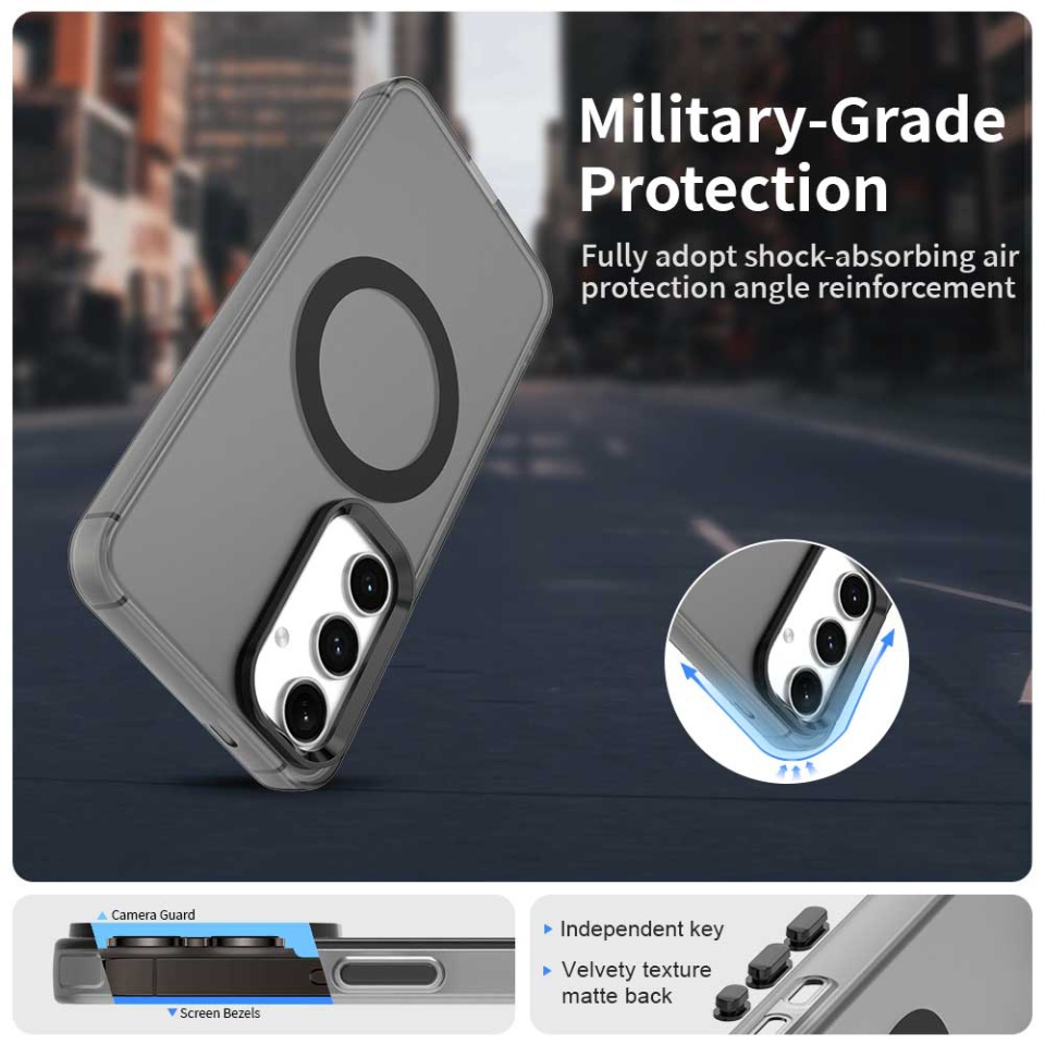 Husa pentru Samsung Galaxy S25, SKYDDAR INOVATION, CandyCase, Magsafe, set cu sticker, Negru - 2 | YEO