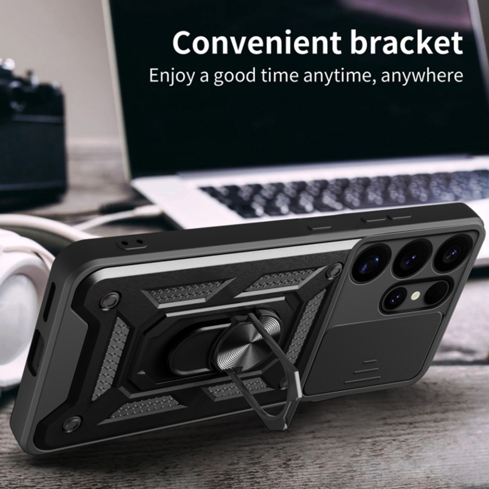 Husa pentru Samsung Galaxy S25 Ultra cu inel magnetic si protectie camera Skyddar CamShield - Roz - 3 | YEO