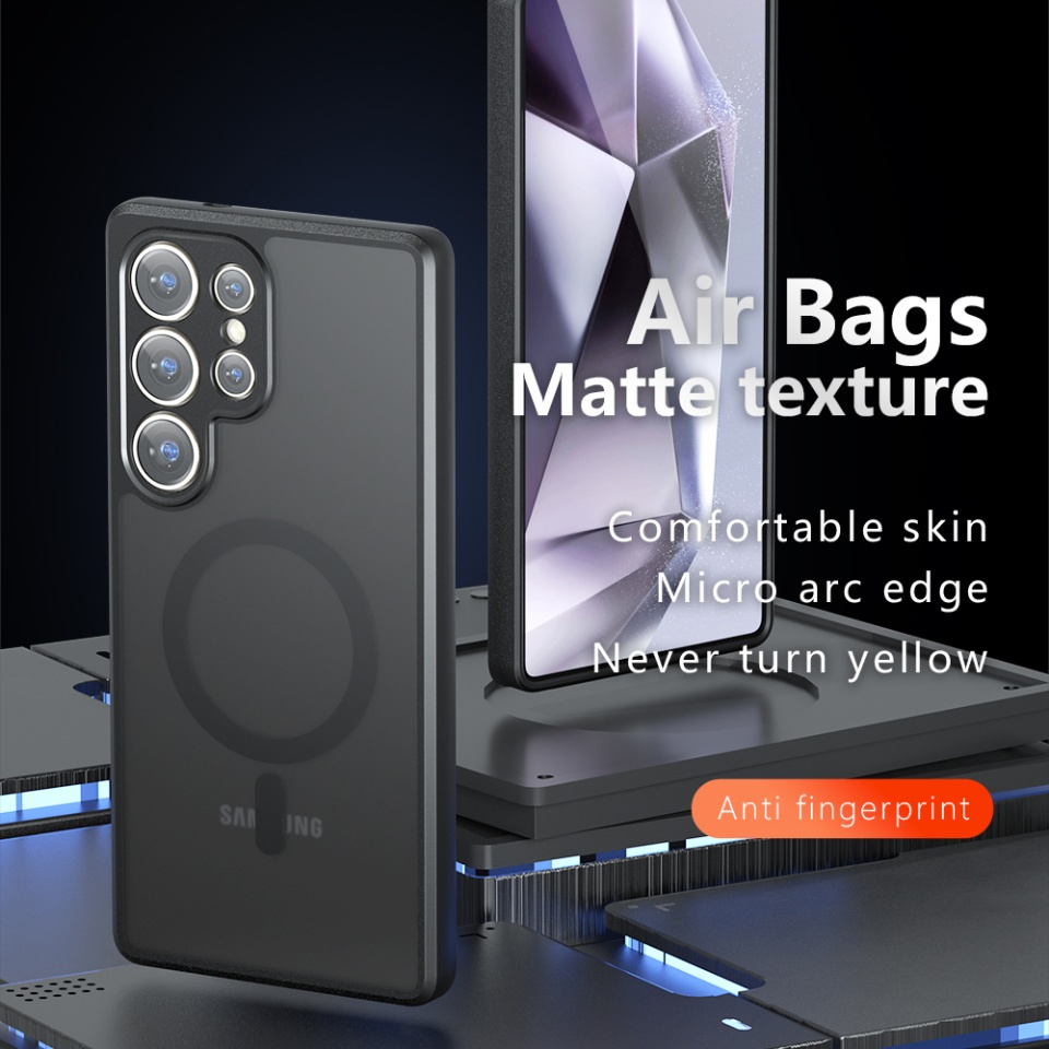 Husa pentru Samsung Galaxy S25 Ultra, SKYDDAR INNOVATION, PureFrost MagSafe, AntiSoc, set cu sticker, Negru frost - 1 | YEO