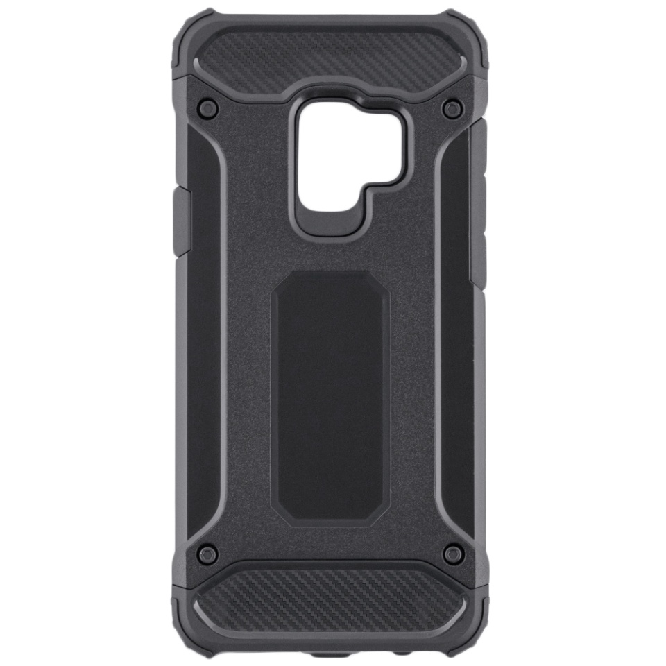 Husa pentru Samsung Galaxy S9, SKYDDAR INNOVATION, Hybrid Armor, din Plastic Dur, Margini Cauciucate, Antisoc, set cu sticker, Negru - 2 | YEO