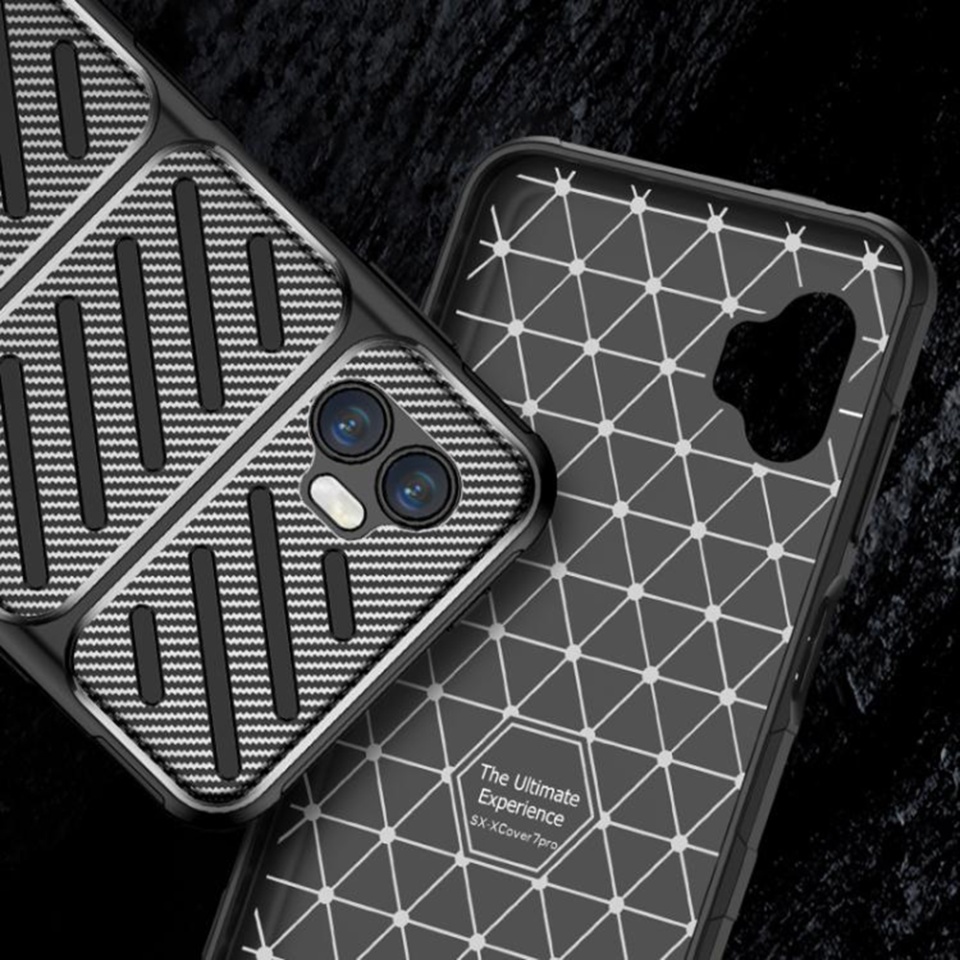 Husa pentru Samsung Galaxy Xcover7 Pro, SKYDDAR INNOVATION, CarbonFiber, Antisoc, Negru, set cu sticker - 2 | YEO