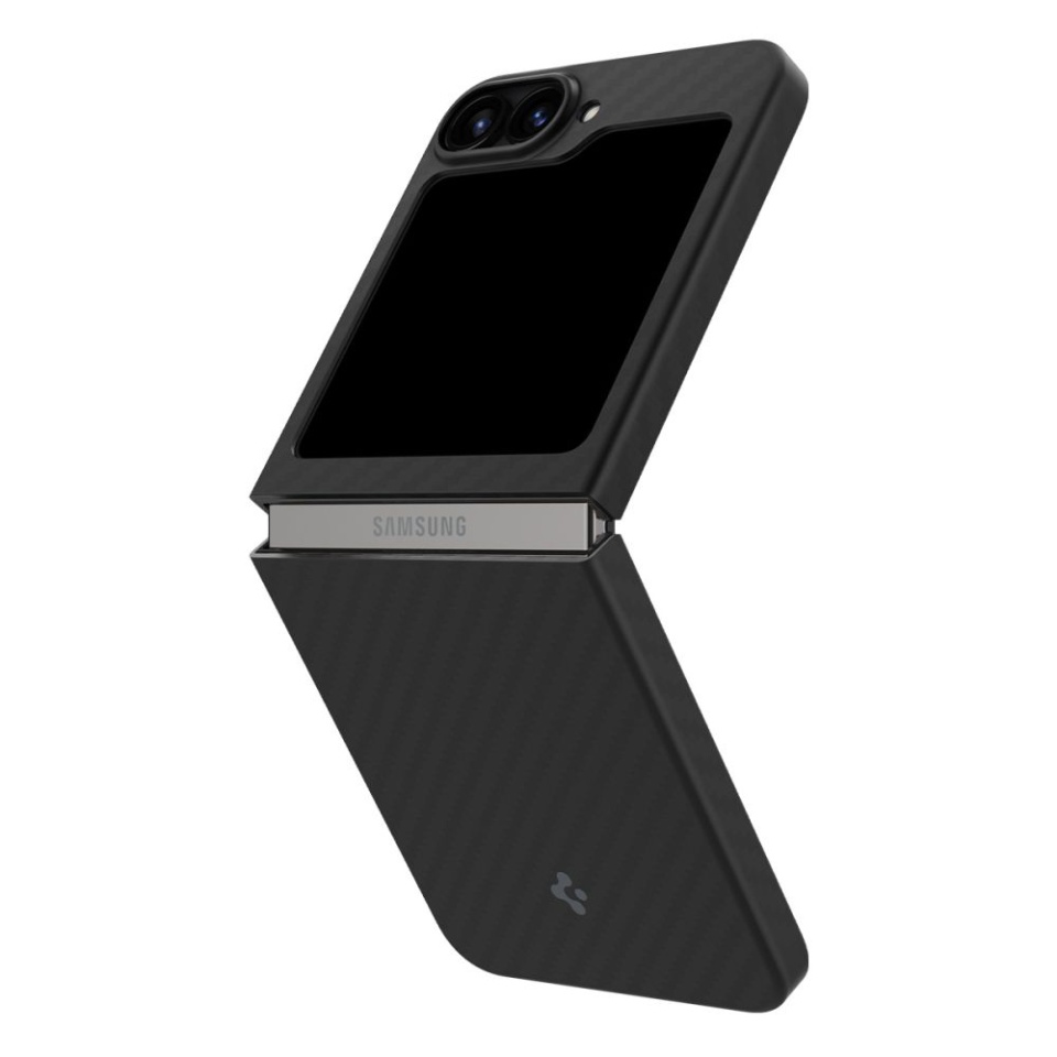 Husa pentru Samsung Galaxy Z Flip6 din silicon premium, Spigen Air Skin - Negru aramid - 1 | YEO