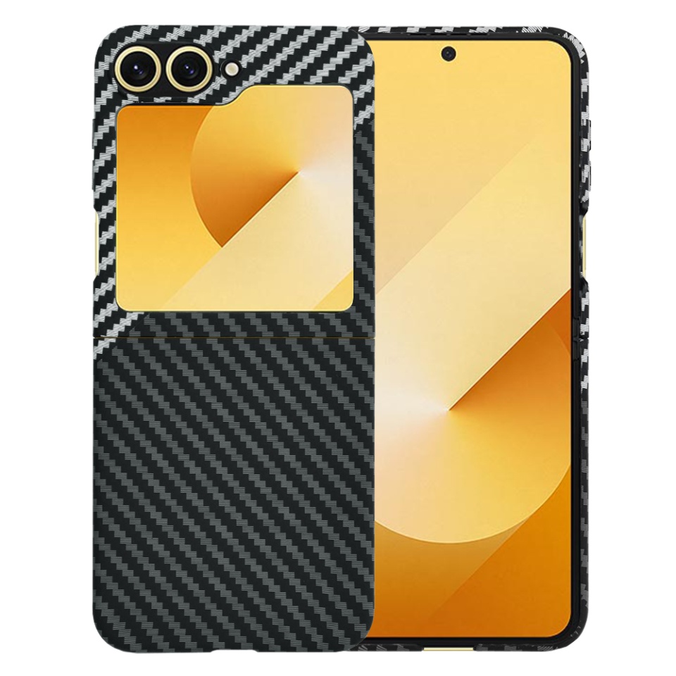 Husa pentru Samsung Galaxy Z Flip6, Finisaj Premium cu Textura de Carbon, Design Elegant, SKDR CarbonFlex - Gri