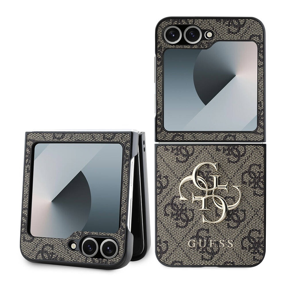 Husa pentru Samsung Galaxy Z Flip6 / Galaxy Z Flip7 FE, Guess 4G Metal Logo, Protectie Slim, Compatibila, Maro