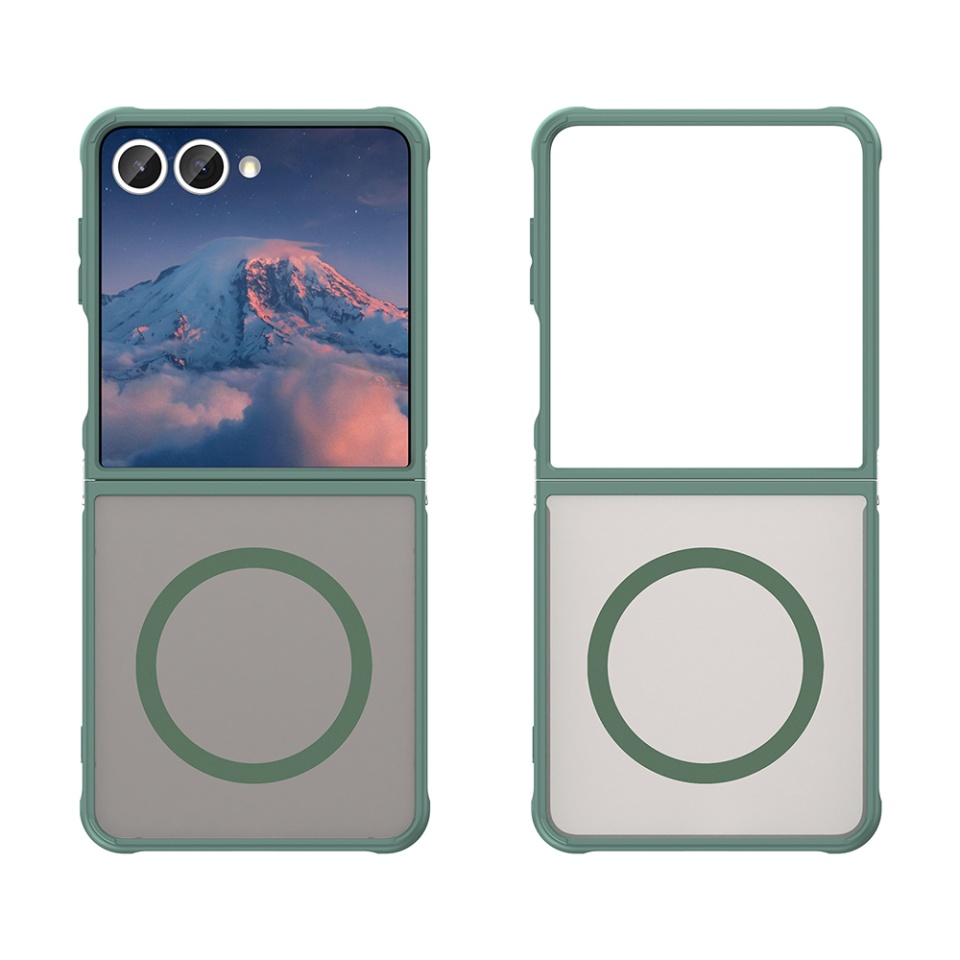 Husa pentru Samsung Galaxy Z Flip7, SKYDDAR INNOVATION, HaloFrost MagSafe II, Antisoc, set cu sticker, Verde - 1 | YEO