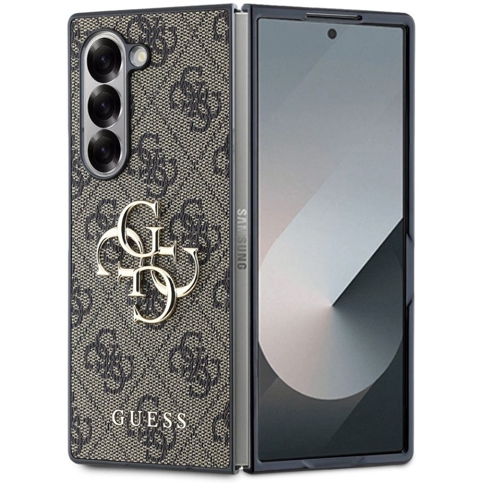 Husa pentru Samsung Galaxy Z Fold6, Guess 4G Metal Logo, Protectie Slim, Compatibila, Maro
