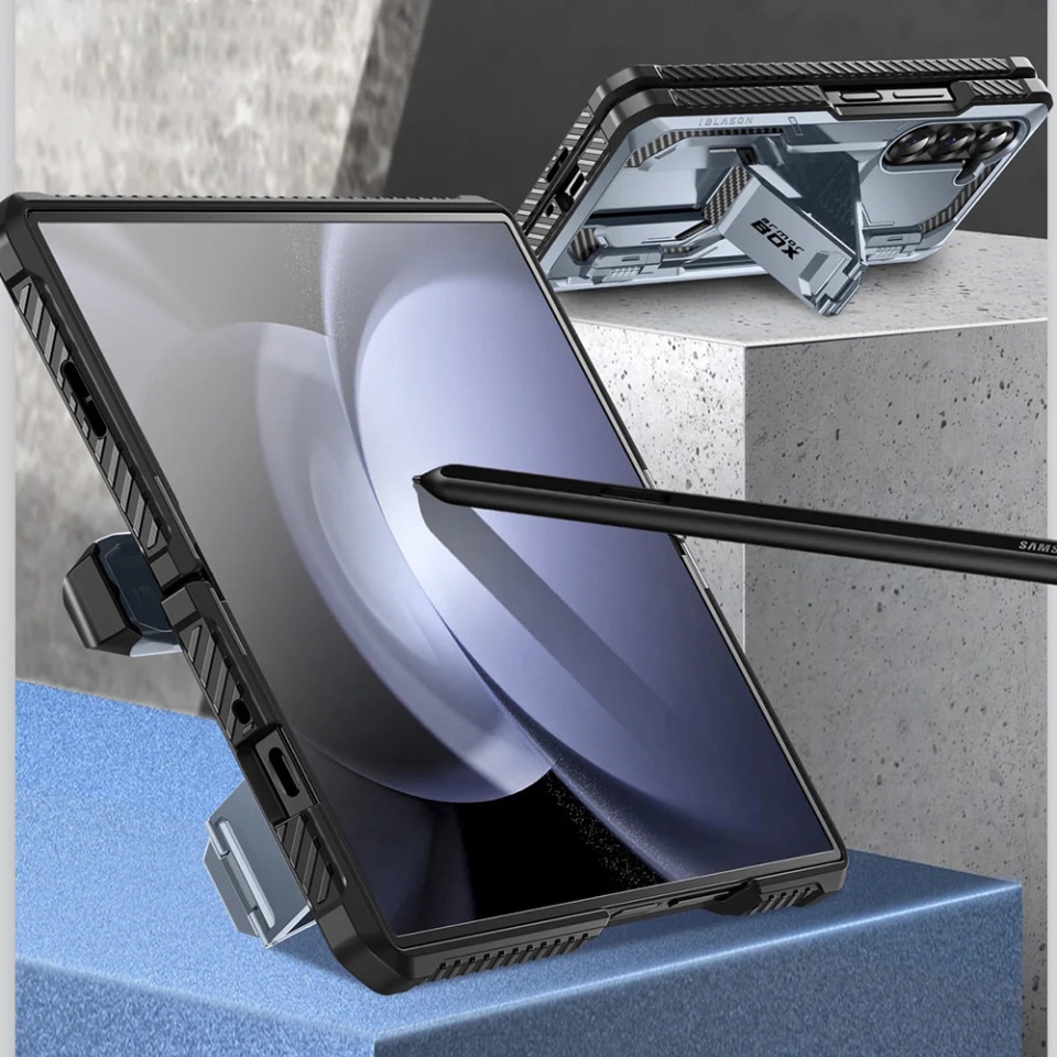 Husa pentru Samsung Galaxy Z Fold6, Kickstand, AntiSock, I-Blason Armorbox - Albastru - 3 | YEO