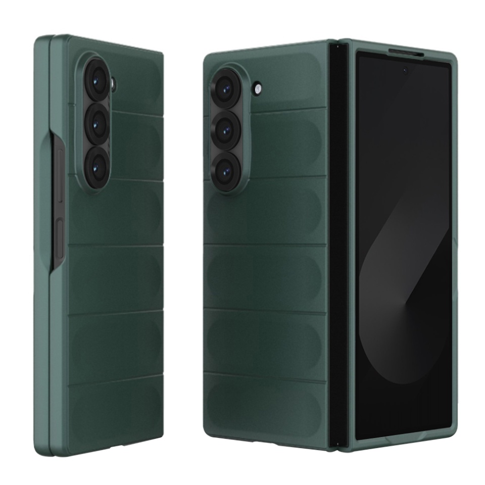 Husa pentru Samsung Galaxy Z Fold6, SKYDDAR INNOVATION, Magic Shield, din Silicon Mat, set cu sticker, Verde