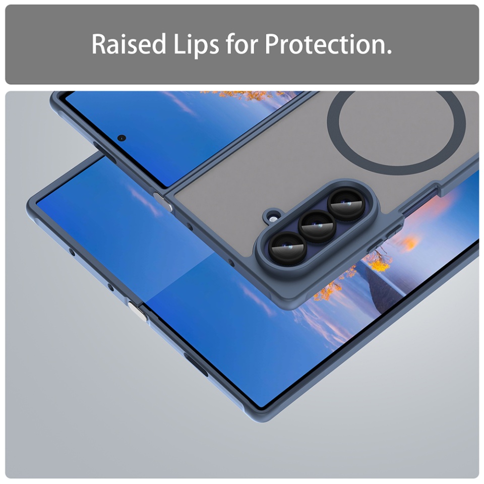 Husa pentru Samsung Galaxy Z Fold7, SKYDDAR INNOVATION, HaloFrost MagSafe II, Antisoc, set cu sticker, Bleumarin - 3 | YEO