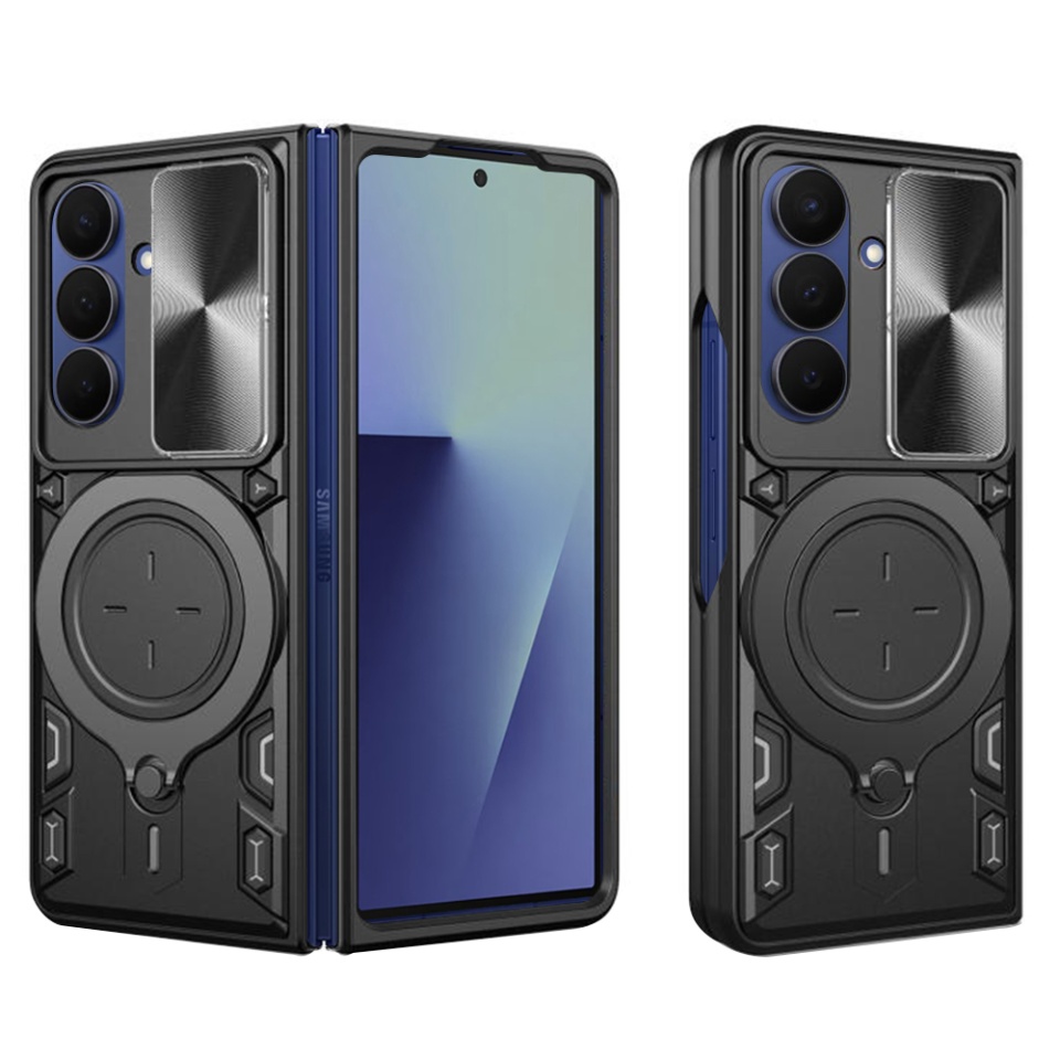 Husa pentru Samsung Galaxy Z Fold7, SKYDDAR INNOVATION, SafeCover, Inel Magnetic, Protectie Camera, Negru, set cu sticker