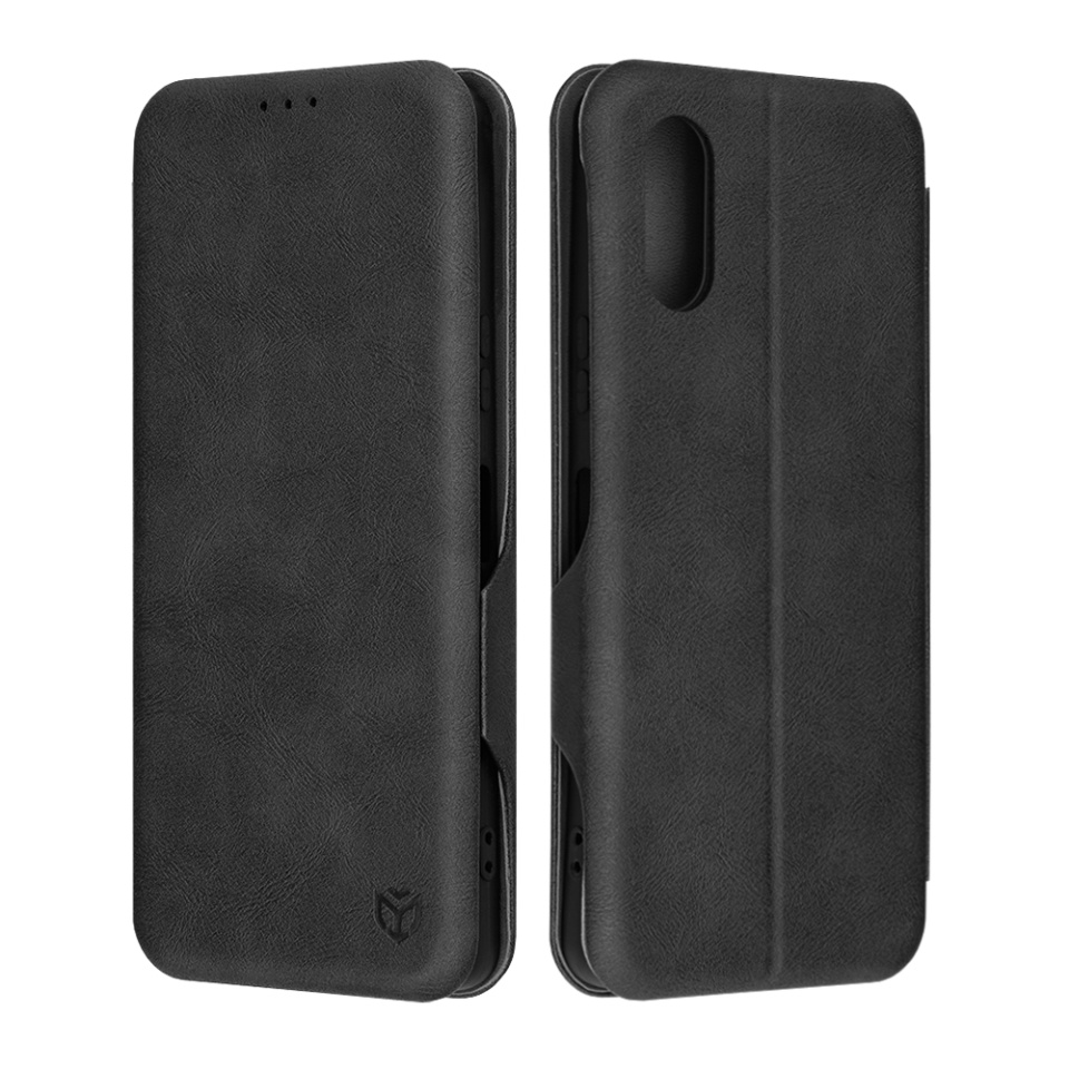 Husa pentru Sony Xperia 5 VI, SKYDDAR INNOVATION, Safe Wallet tip carte din Piele Ecologica, Suport Carduri, Inchidere Magnetica, Negru, set cu sticker