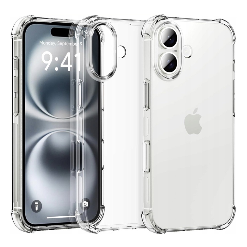 Husa pentru telefon, SKYDDAR INNOVATION, iPhone 16 Plus din silicon slim, anti soc, Shock [protectie camera] cu sticker - Transparenta