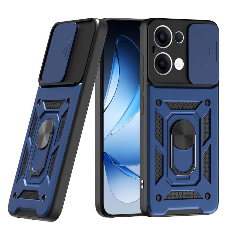 Husa pentru telefon, SKYDDAR INNOVATION, Oppo Reno13, CamShield, Antisoc, Inel Magentic, set cu sticker, Albastru
