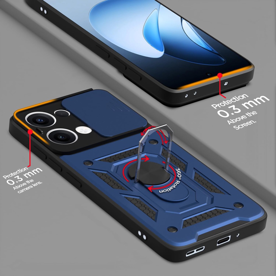 Husa pentru telefon, SKYDDAR INNOVATION, Oppo Reno13, CamShield, Antisoc, Inel Magentic, set cu sticker, Verde - 3 | YEO