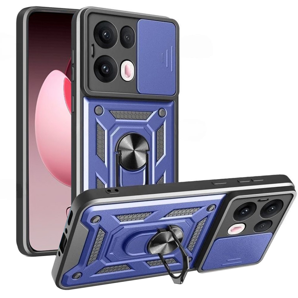 Husa pentru telefon, SKYDDAR INNOVATION, Oppo Reno13 Pro, CamShield, Antisoc, Inel Magentic, set cu sticker, Albastru