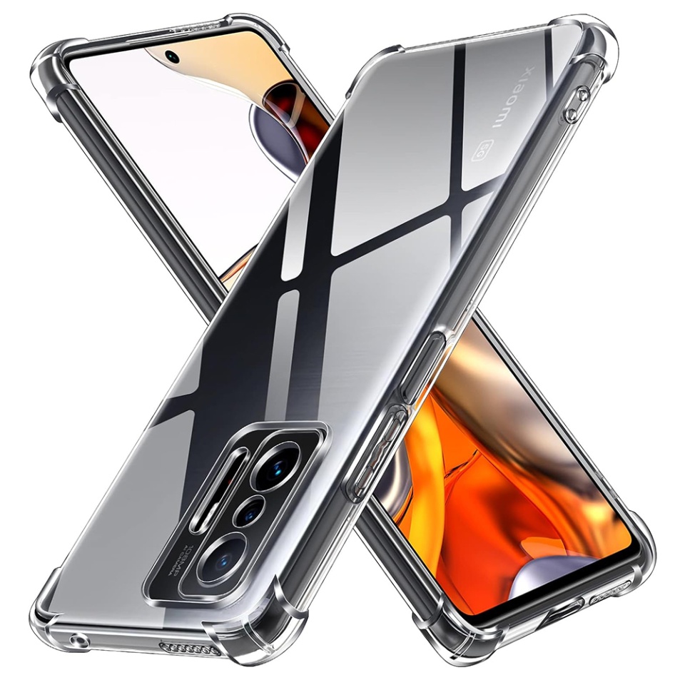 Husa pentru Xiaomi 11T / 11T Pro , SKYDDAR INNOVATION, Shockproof Clear din Silicon Slim, Transparenta, set cu sticker