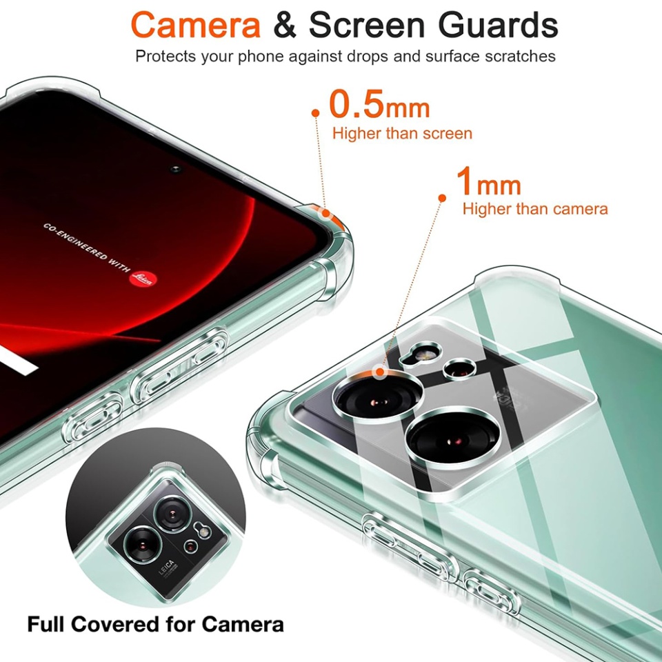 Husa pentru Xiaomi 13T / 13T Pro , SKYDDAR INNOVATION, Shockproof Clear din Silicon Slim, Transparenta, set cu sticker - 2 | YEO