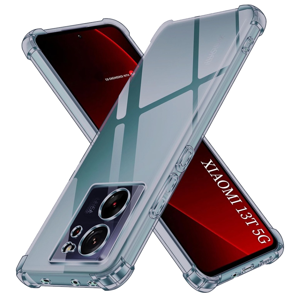 Husa pentru Xiaomi 13T / 13T Pro, SKYDDAR INNOVATION, Shockproof Clear Silicone, Silicon Slim, set cu sticker, Fumuriu