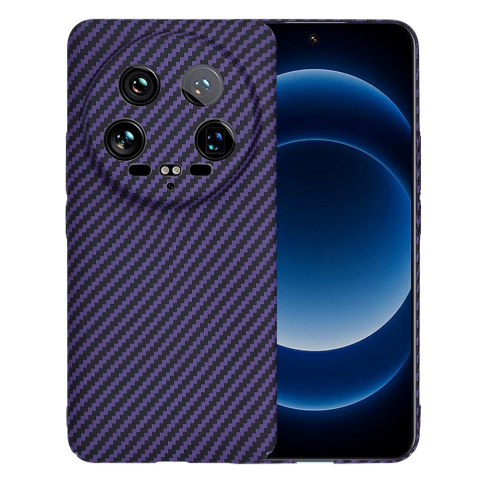 Husa pentru Xiaomi 14 Ultra, SKYDDAR INNOVATION, textura carbon, Carbonite FiberShell, set cu sticker, Mov,