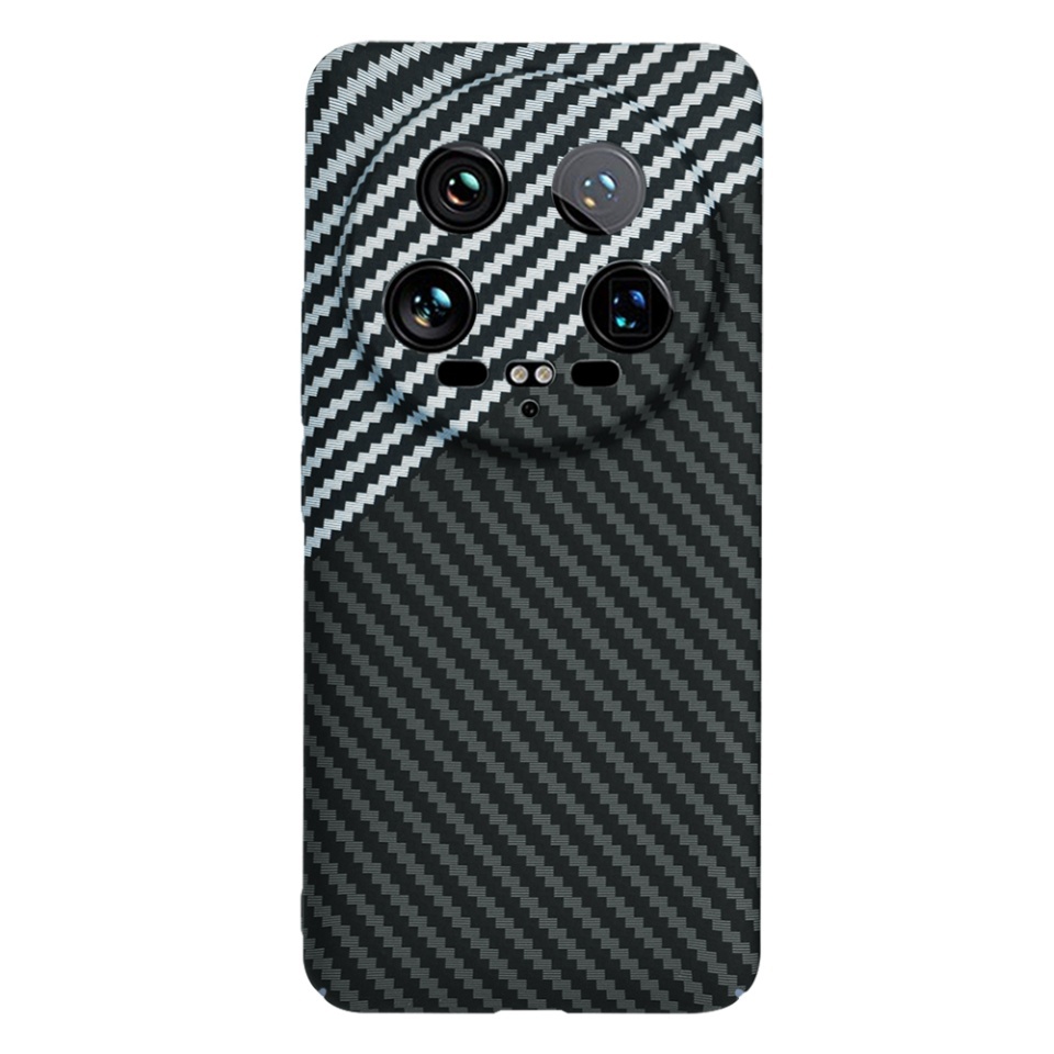 Husa pentru Xiaomi 14 Ultra, SKYDDAR INNOVATION, textura carbon, Carbonite FiberShell, set cu sticker, Gri, - 2 | YEO