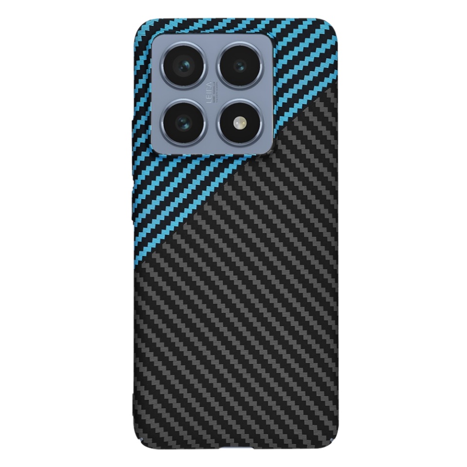 Husa pentru Xiaomi 14T Pro, Finisaj Premium cu Textura de Carbon, Design Elegant, SKDR CarbonFlex - Bleu - 1 | YEO