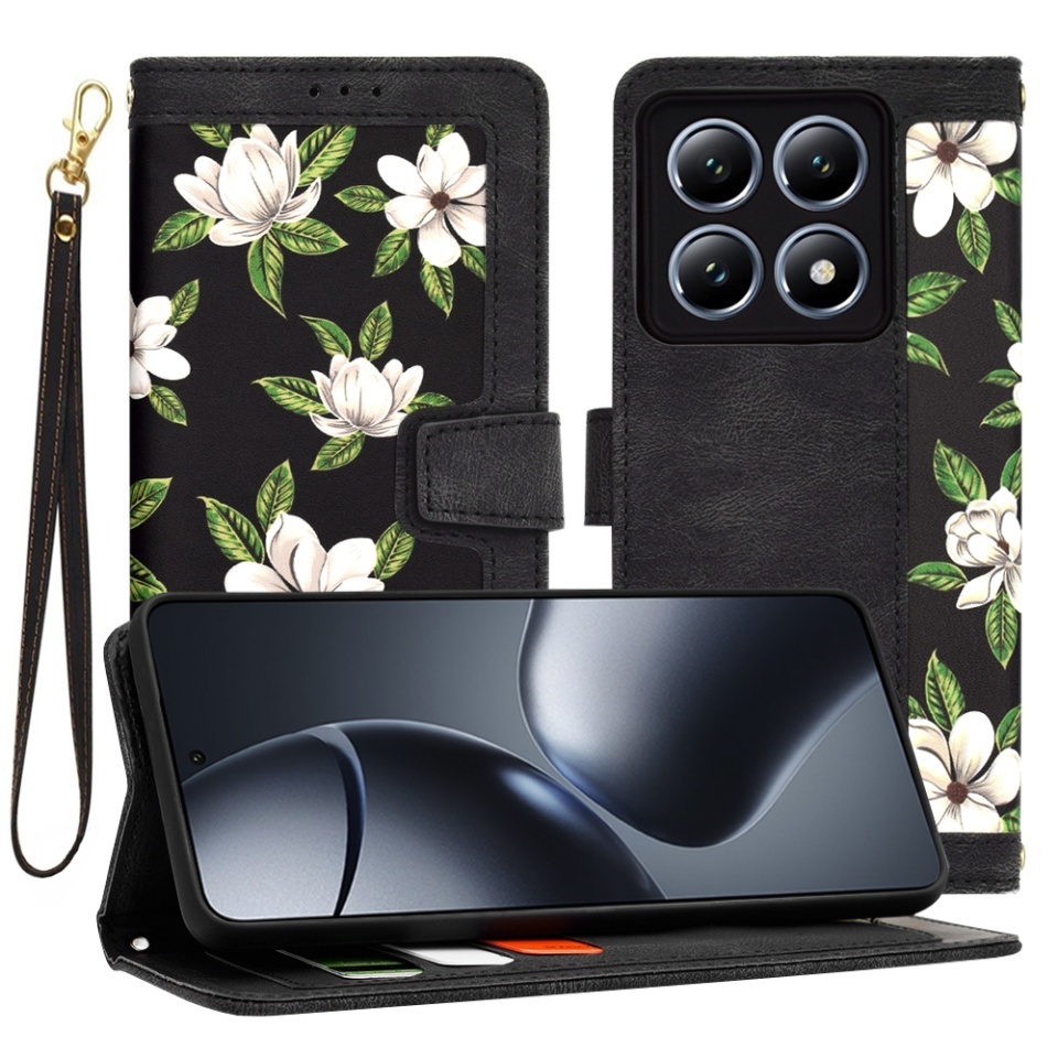 Husa pentru Xiaomi 14T Pro, SKYDDAR INNOVATION, Flipcraft din Piele Ecologică, Stand Integrat, Buzunare pentru Carduri, set cu sticker, Negru