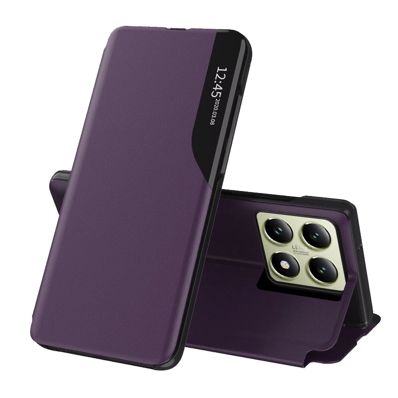Husa pentru Xiaomi 14T tip carte, Skyddar Eco View Leather - Mov